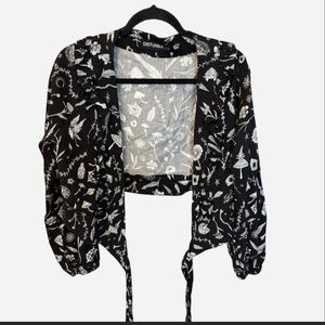 Disturbia Cropped Wrap Print Blouse